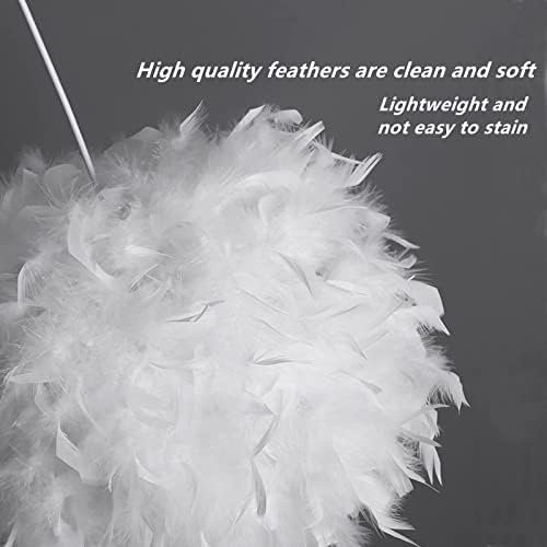 YUNYODA Feather Light Shade for Ceiling Pendant Light, Fluffy Lamp Shade Lampshade Lightshade for Table Lamp Floor Lamp Living Room Bedroom Wedding Party Decoration (Without E27 Light Bulb)