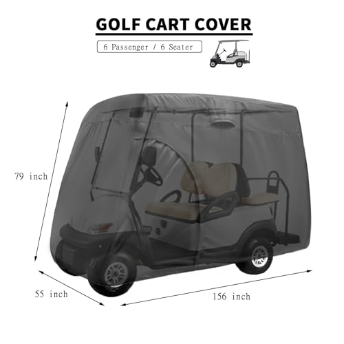 Jungda Golf Cart Cover,Waterproof Universal 6 Passenger Golf Cart Covers,Golf Cart Accessories for Outdoor Storage Protective - 156\" L x 55\" W x 79\" H - Thumbnail 2