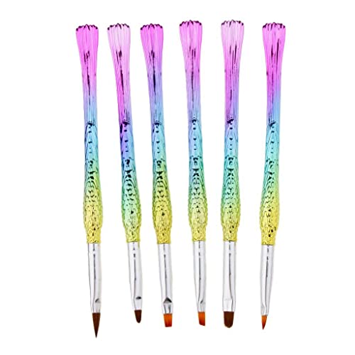 LOOM TREE 6 Piece Mermaid Tail Uv Gel Polish Nail Art Drawing Painting Pen Brushes Professional Set| Nail Care, Manicure & Pedicure | Nail Art Accessories|
