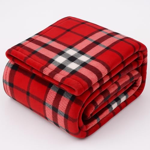 Betz Kuscheldecke Fleecedecke Flauschig Decke - Wohndecke Warm Weich, Sofadecke, Decke Couch Blanket, Sofaüberwurf XL Größe 150x200cm Farbe Karo rot Modena