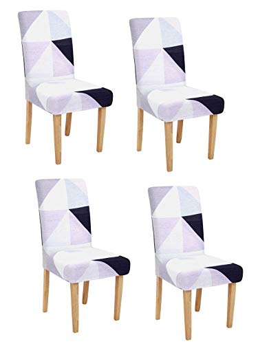 Image of Cortina Dining Chair Slipcover | Anti Slip Chair Cover | Geometric Print, Removable, Easy Wash | Universal Fit Super Soft Stretchy Polyester Spandex | Living Room, Kitchen, Hall | Pack of 4, Multi 12