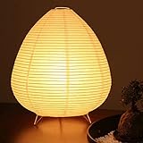 XENOID White Paper Lamp Lantern Lamp - Paper Table Lamp Rice Paper Lamp Handmade Bedside Modern Desk Lamp for Bedroom,Living Room, Office Soft Light