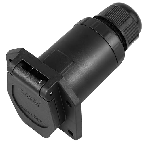 Oyviny RV 7 Pin Trailer Plug with IP68 Waterproof Seal Detachable Vehicle Side 7 Way Trailer Socket Replacement Heavy Duty PA66 Flame Retardant RV Blade 7 Way Round Connector for RVs Trucks Campers