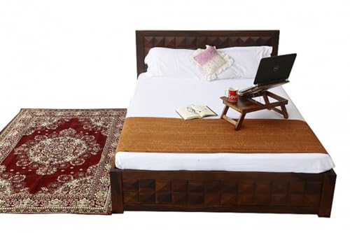 Image of Bed Solid Sheesham Wood for Your Bedroom | Solid Wood King Bed | Dark Walnut Finish, Delivery Condition - DIY