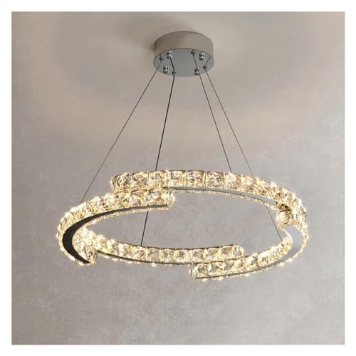 Lustre en cristal design moderne, plafonnier élégant de salon