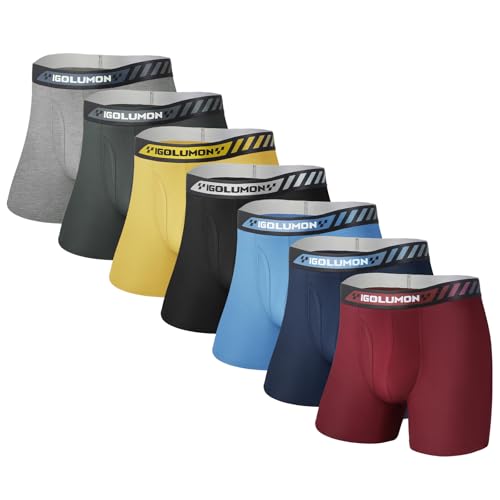 Consejos para Comprar Hombre en Boxer en Casa favoritos de las personas. 45 IGOLUMON Boxer Hombre 7 Piezas Transpirables Ropa Interior Suave Calzones Cómodo Boxers de Rayón de Bambú con Pouch Abertura