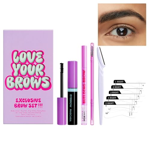 Juego de cejas con tarjeta de cejas, juego de lápices de cejas para cejas, maquillaje de ojos resistente al agua, juego de cejas irrompible. El juego de maquillaje incluye rímel, tarjeta de cejas y