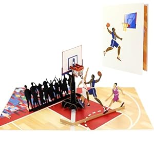 DORAFIORA® Pop-Up Karte Basketball Dunk – 3D Karte für Kinder, Männer & Sportfans | Geburtstagskarte, Teamkarte & Trainer-Geschenk | Geschenkidee inkl. Umschlag