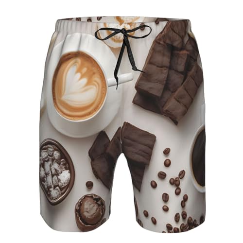 Coffee and Sweets Sugar Print Stylish Men Beach Shorts Lightweight Cozy Swim Trunks Summer Casual Outings Holiday4