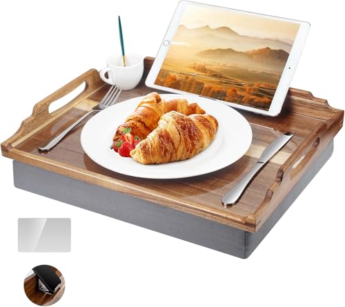 DRELIFAM Plateau Repas lit avec Coussin de Service Bois Petit Dejeuner