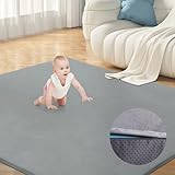 MABOZOO Baby-Spielmatte aus dickem Memory-Schaum, 127 x 127 cm, Baby-Laufgittermatte für...
