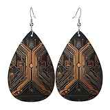 WZYWHJ Pendientes de piel con diseño de circuitos Art Déco, diseño de gotas de agua, artículos de moda para mujer