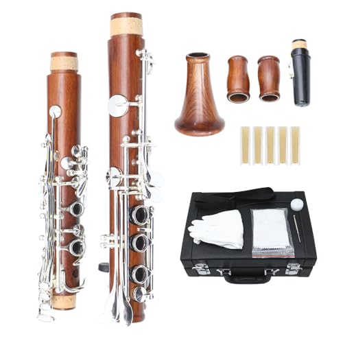 Image of Yinfente Bb Clarinet for Beginner 17 Key Nickel-plated Rosewood b Flat Clarinet with 2 Barrels,Hard Case,Cleaning Kit,Mouthpiece,Cork Grease,Gloves,Reeds,Cushion