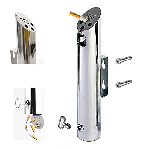 Cendrier mural extérieur en acier inoxydable compact et verrouillable pour cigarettes - 2