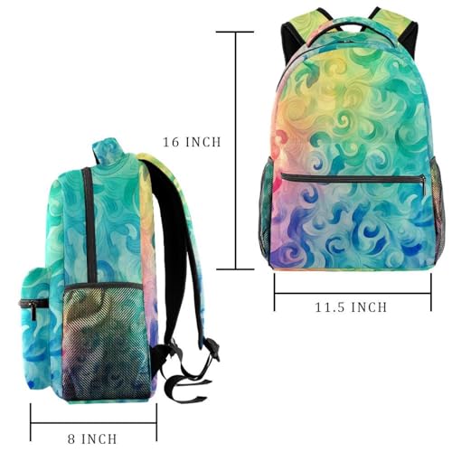 Mochila escolar multicolor de 40cm con textura de remolino para laptop y libros 2