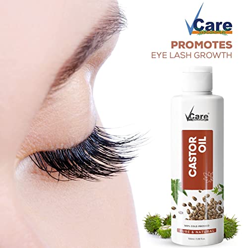 Image of VCare Ayurvedic Hair Growth Vitalizer and Pure Castor Oil 100ml for Women and Control Dandruff, Itching, Reduces Hair Fall, Eyelashes Ideal For All Type Skin Hair Care 1+1 Combo
