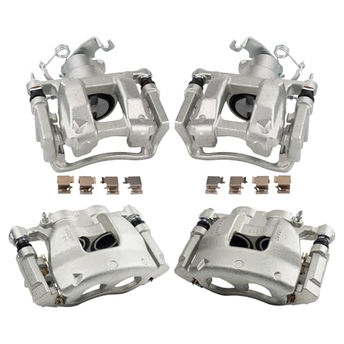 Image of TRQ Front and Rear Brake Caliper Set Zinc Coated Brackets Hardware Compatible with 2015-2019 Ford Transit-150 Transit-250 Transit-350