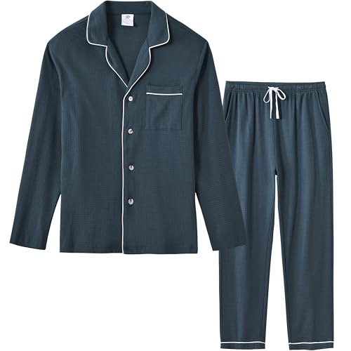 MoFiz Pigiama Uomo Cotone Modal Lungo Pigiami Due Pezzi Invernale