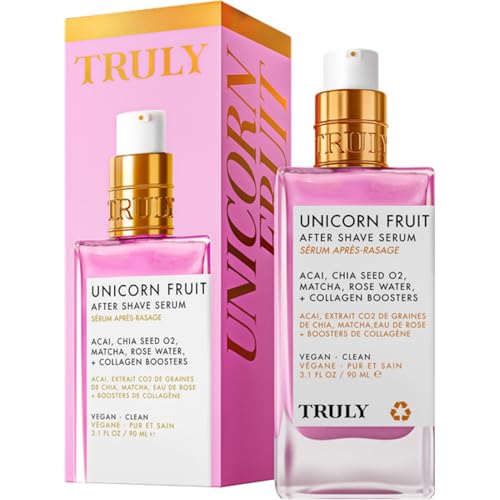 Truly Beauty Unicorn Fruit After Shave Serum | Rejuvenating Ingrown Hair Treatment & Redness Relief | Acai Matcha & Rose Water | Hydrates Soothes & Smooths Skin | Cotton Candy Scent (3.1 fl oz)