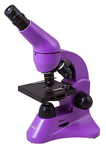 Levenhuk Rainbow 50L Amethyst Lightweight Student Microscope (40-800x) with Experiment Kit and Storage Case