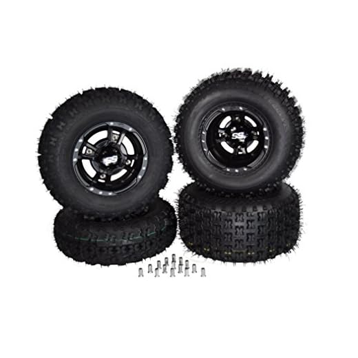 SET 4 Yamaha Raptor 700 (2006-Present) Black ITP SS112 Rims & MASSFX Tires Wheels kit