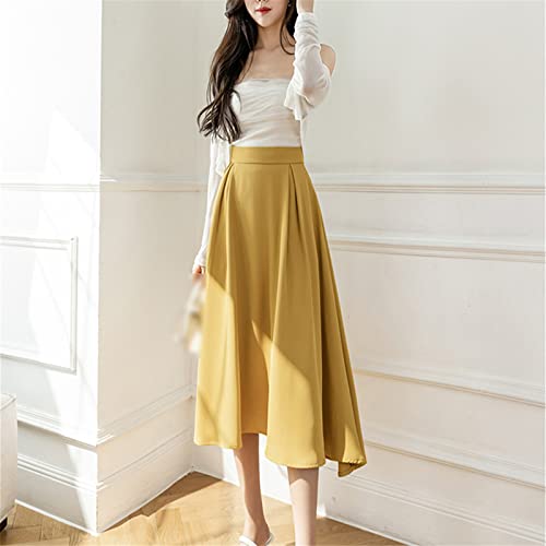 Jupe d'été plissée ample ajustée en taille 44 jaune - 2