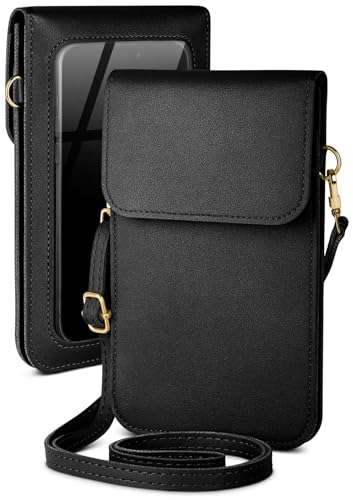 moex Funda para HTC One M8 / M8s – Bolso pequeño con bolsillo para teléfono móvil y ventana, 2 compartimentos adicionales, color negro