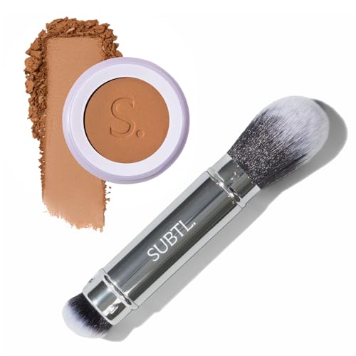 Subtl Beauty BB Powder + Dual-Ended Face Brush – Medium 3C, 6.3g – Talc-Free Powder Foundation with Buildable Coverage, Skin-Like Finish, Hydrating Formula, Travel-Friendly Brush