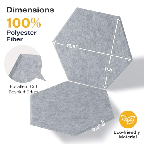 Image of Acoustic Panels, Magrowill 12-Pack Soundproof Wall Panels 14 X 12 X 0.4 Inches, Sound Absorbing Panels with Full Self-Adhesive, Interior Wall Decor Felt Tiles Board