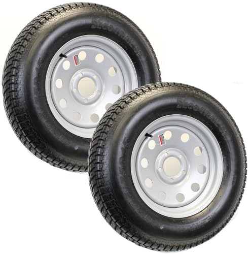 eCustomrim 2-Pack Trailer Tire Rim ST205/75D15 F78-15 205/75-15 Load Range C 5 Lug Silver Modular - 2 Year Warranty w/Free Roadside