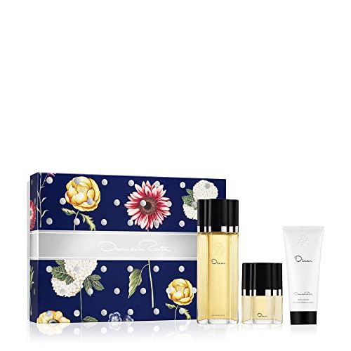 Oscar De La Renta by Oscar de la Renta for Women - Juego de regalo de 3 piezas de spray EDT de 3.4 onzas, spray EDT de 1 onza, loción corporal de 3.4 onzas