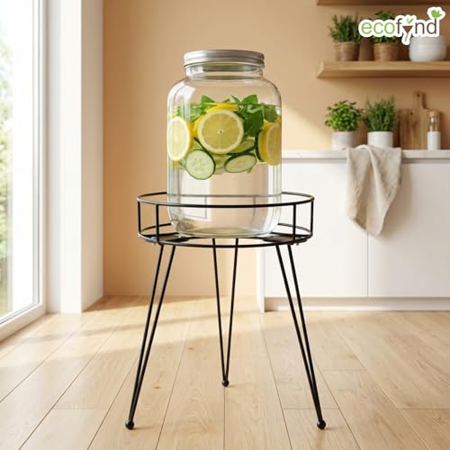 Image of ecofynd Round Heavy Duty Roy Matka Stand for Kitchen, Water Pot Stand, Terracotta Stand for Kitchen Utensils, Multipurpose Dispenser Rack, Pot Stand, Jar Holder, (PS303-BLK)