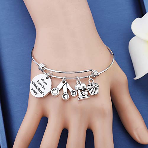 Image of MYOSPARK Baker 'Where There's A Whisk There's A Way' Baking Bracelet Kitchen Gift for Chef Graduation