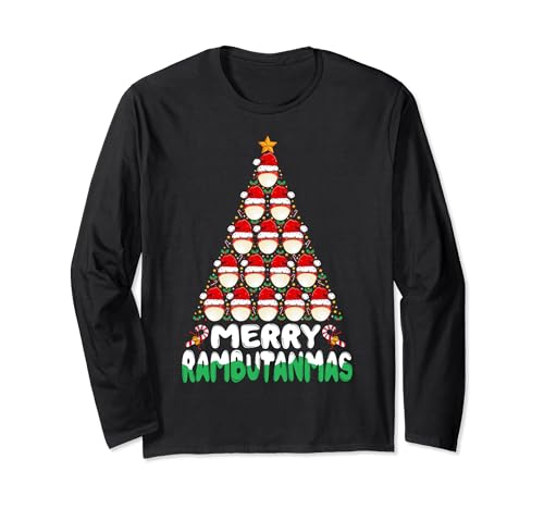 Rambutan Christmas Shirt Merry Rambutanmas Christmas Tree Manche Longue