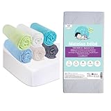 Easy Dort KIT Pratique Bebe | Matelas 40x80 Berceau Nacelle Couffin Bébé + 6 Draps Housse Coton OCÉAN + 2 Alèses Coton | Kit Complet lit bébé | Certifié Oeko-Tex | Fabrication France & UE