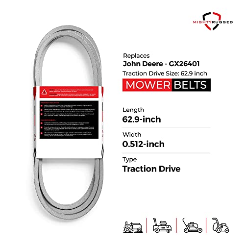 Image of GX26401 John Deere Traction Drive Belt Replacement - Heavy-Duty, Durable, Aramid Cord Mower Traction Drive Belt for Z200 and Z300 Series Mower - Z335E