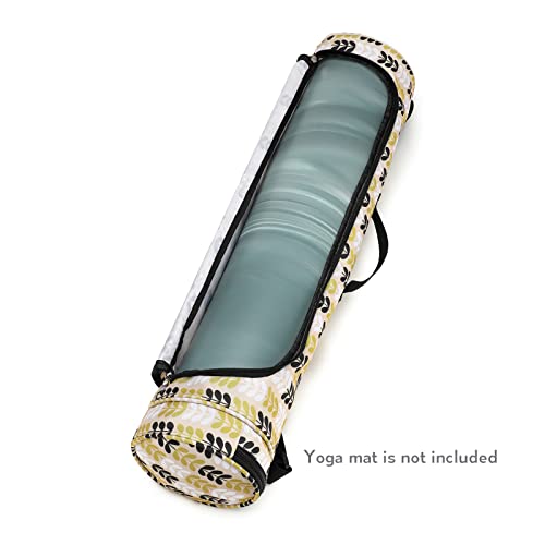Moyaqi Yoga Mat Bag, Dual Full Zip Exercise Yoga Mat Carrier, Yoga Mat Carry Bag For Women Men With Storage Pockets And Adjustable Shoulder Strap Pinnate White #TOP3