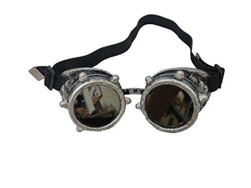 Izgut Ltd. Soudure Steampunk Lunettes pour Fêtes avec Arrondi Rivets - Argent