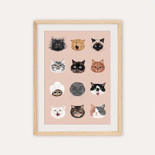 Katzenrassen-Sammlung, Poster Und Drucke, Haustierwissen, Bildung, Katzenliebhaber, Geschenk, Wandkunst, Bilder, Leinwandgemälde, Wohnzimmer 40X50Cm Kein Rahmen