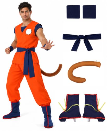 Dragon Warrior Costume Men 7PCS Halloween Anime Dragon Outfits Boot Covers | Polyester fabric, top pants belt tail wristbands boot covers, fantasy dragon design, M-L sizes, cosplay events, stage shows
