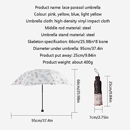 Acgrade Parasol, Lace Umbrella, , Umbrellas For Tea Party, Sun, Walking, , Ladies, Hand Held, 37.4'', Light Yellow #TOP6