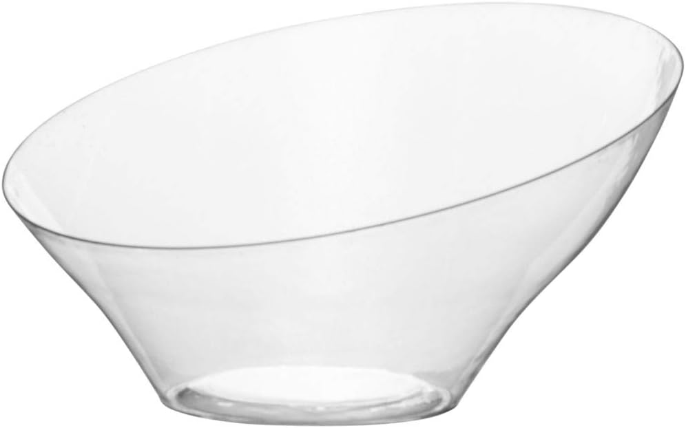 Angled Serving Bowl (1 Pc.) Large - Elegant Clear Plastic Bowl, Perfect Snack Bowl And Salad Bowl for Birthday, Wedding, Themed Party & Other Events