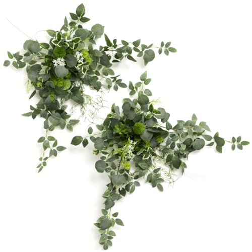 Ling's moment 2PCS Sage Green Artificial Flower Garland Wedding Arch
