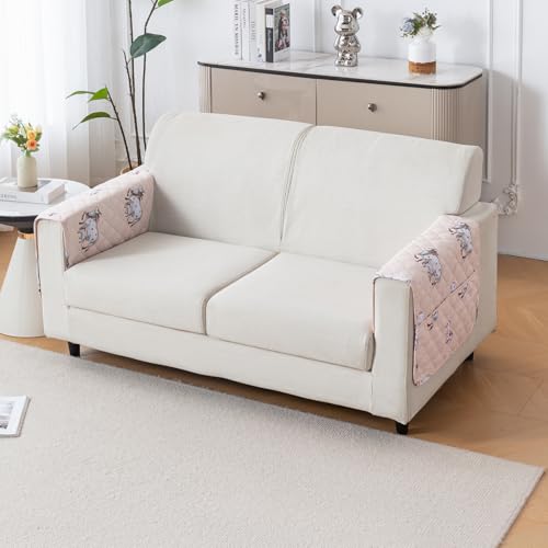 Image of House of Quirk 'Mughal Series' Printed Quilted Sofa Cover for 1 /2 /3 /4 Seater - Anti-Slip, Washable Couch Protector Slipcover (2 pcs Armrest, Kamdehnu, 80x60 cm)