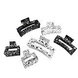 6 Pack Black and White Rectangle Claw Clip, Large Hair Clips for Thick Thin Curly Hair, Hair Claw Clips for Women, 3 Different Sizes (10cm, 8.5cm, and 5cm)