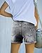 SANMM Shorts for Women Casual Summer Ripped Jeans Mid Rise Fashion Distressed Denim Stretch Jeans Folded Hem Grey