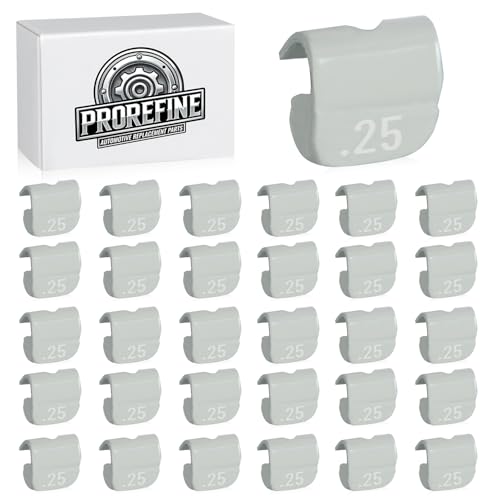 ProRefine Upgraded 0.25 oz Clip On Wheel Weights for Steel Rims Corrosion-Resistant Coated Painted Tire Balancing Weight MC Style Gray 30 pcs