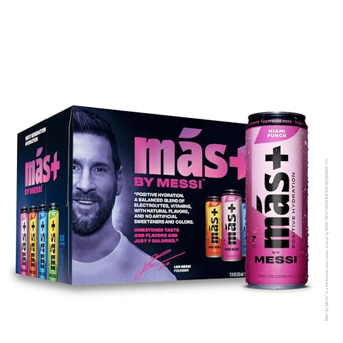 Más+ by Messi Sports Drink Variety Pack, 12oz, 12 cans