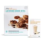 Munchkin® Milkmakers® Lactation Cookie Bites, Oatmeal Chocolate Chip, 10 Ct and Postnatal Recovery Protein Powder, With Pea Protein, Lactation Support, and Biotin for Postpartum Support, Vanilla, 5 Count