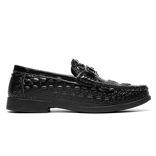 Alcubieree Men's Dress Loafer & Slip-On Penny Shoes Crocodile Printed Formal Shoes Black #TOP2